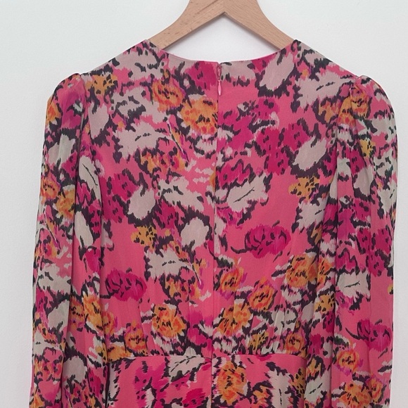 SALONI  Isabel Floral Long Puff Sleeve 100%
Silk Maxi Dress Size 0 - Picture 8 of 12